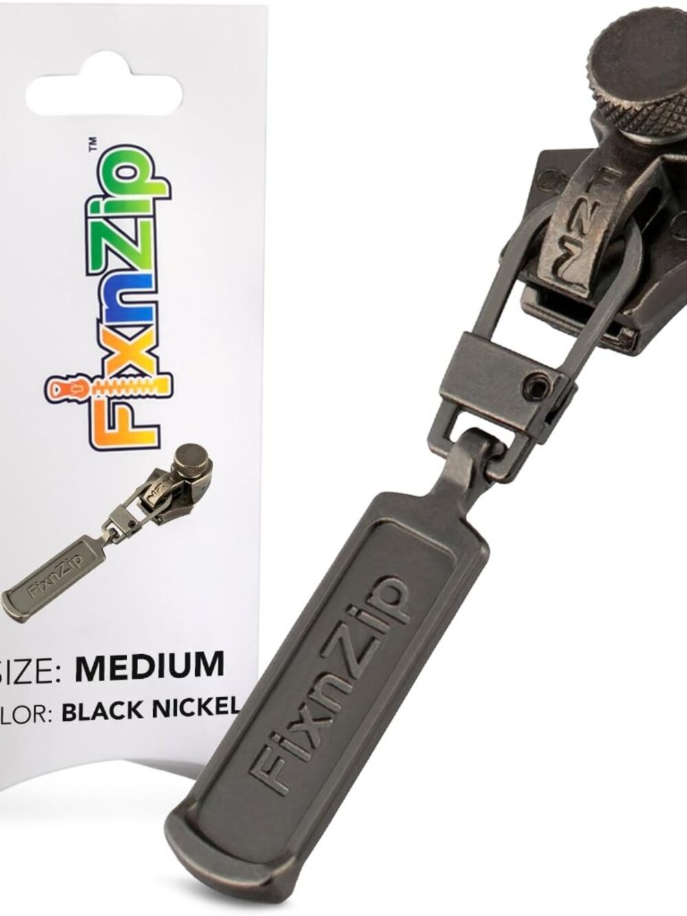Medium Black Nickel Zipper Repair Kit | Universal No-Sew Slider Replacement for